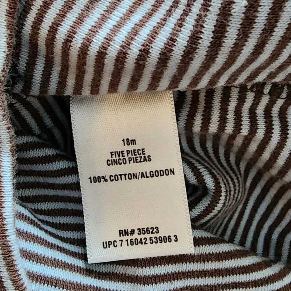 Carter's Boy's Infant Short Sleeve Striped Button Closure Bodysuit 18 Months 18M